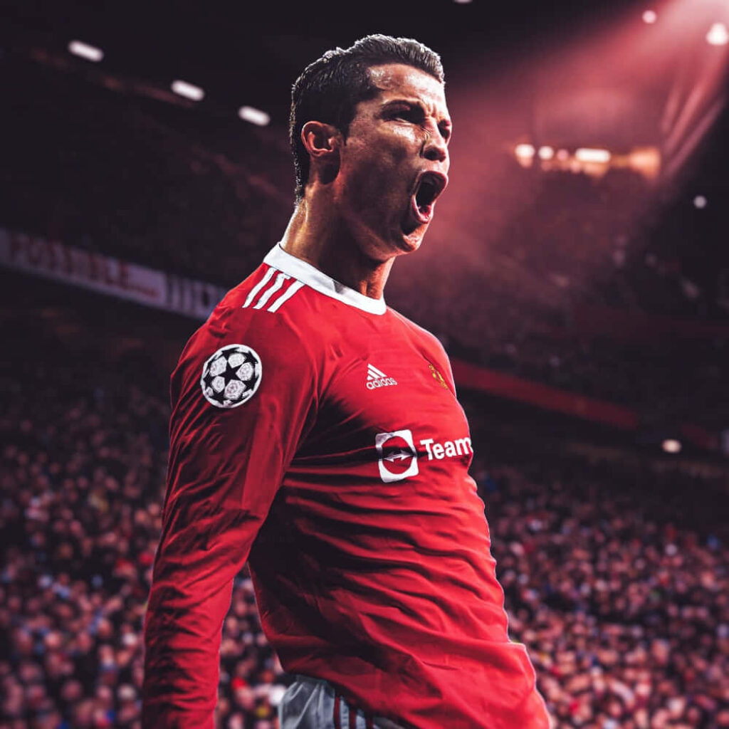 Vibrant Ronaldo Celebration Wallpaper: Intense Soccer Triumph