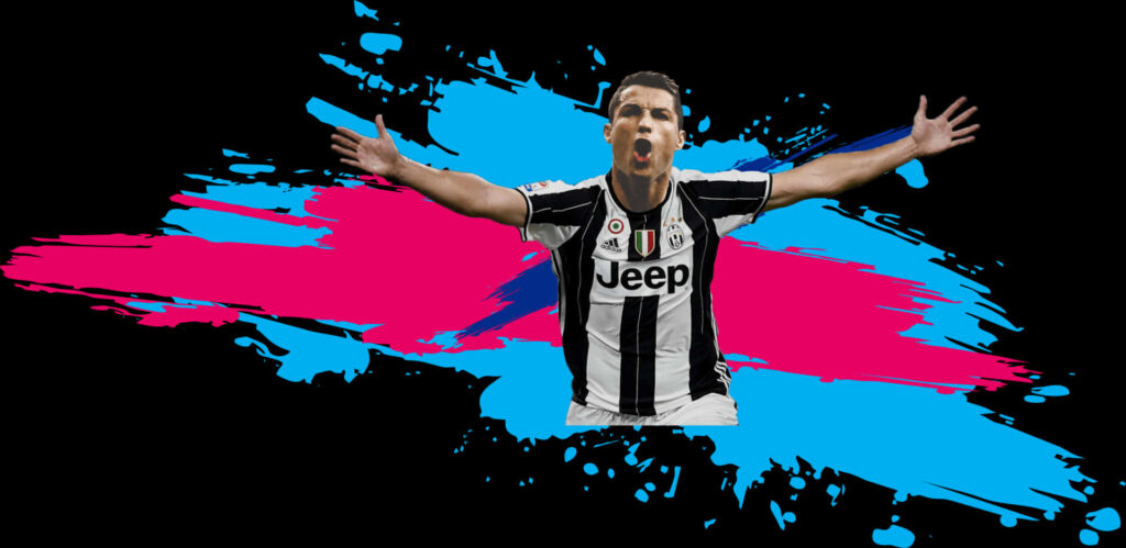 Cristiano Ronaldo Celebrating Wallpaper: Juventus Kit Art Design