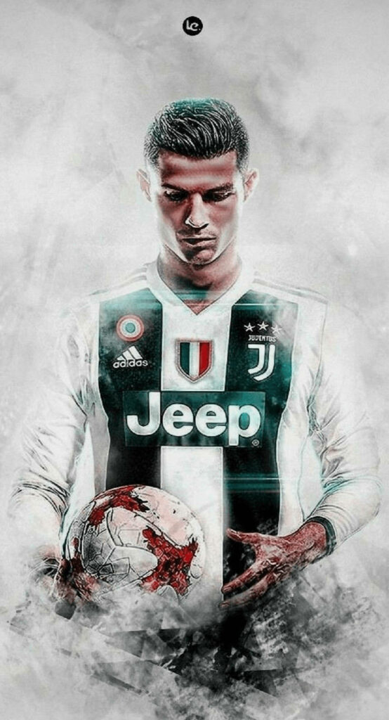 Powerful Cristiano Ronaldo Juventus Wallpaper with Football Focus