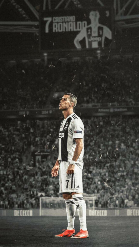 Cristiano Ronaldo Juventus iPhone Wallpaper with Color Pop Background