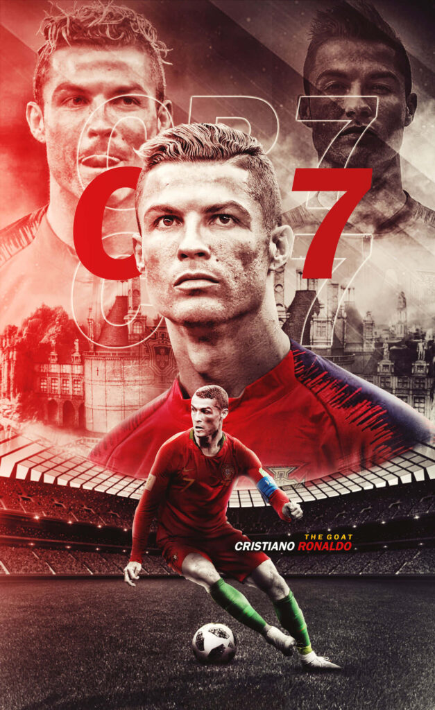 Dynamic Cristiano Ronaldo Wallpaper: Commanding Presence on Field