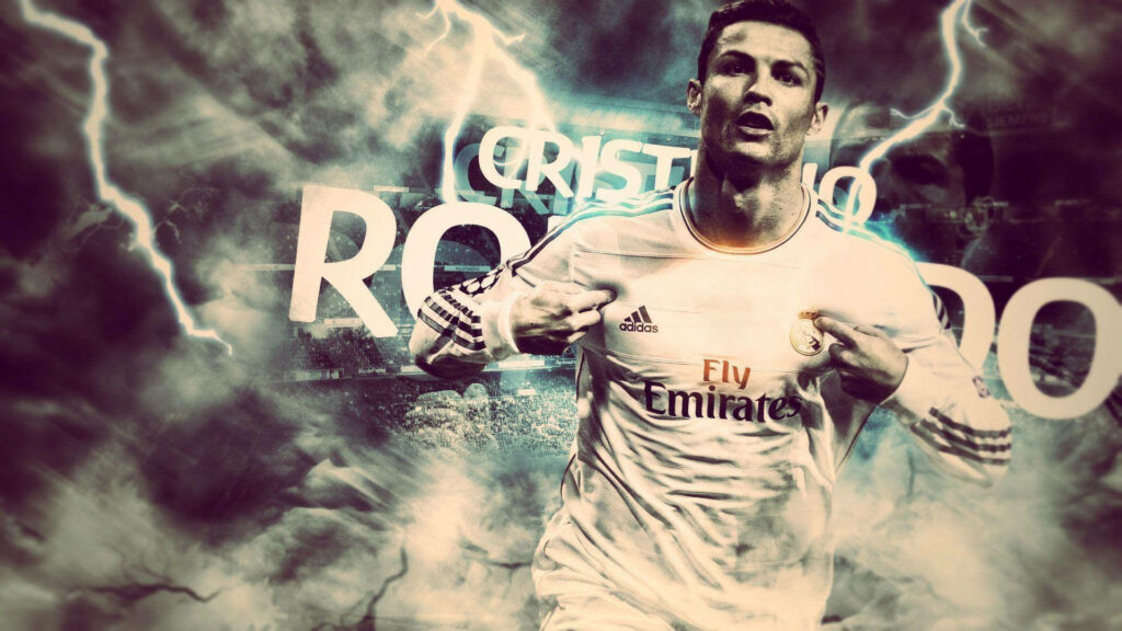Electrifying Cristiano Ronaldo Wallpaper: Stormy Thunderstorm Design