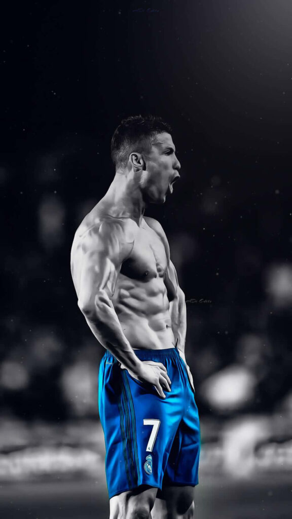 Epic Cristiano Ronaldo Wallpaper: Intense Pose & Iconic Number 7