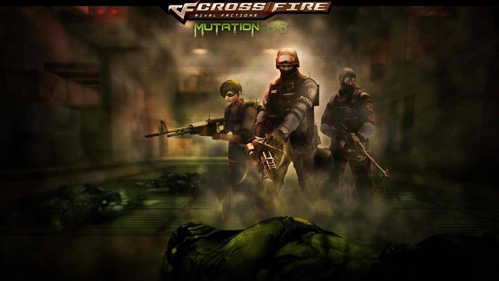 Crossfire Mutation Mode wallpaper tactical SWAT squad in dark smoggy industrial undead battleground