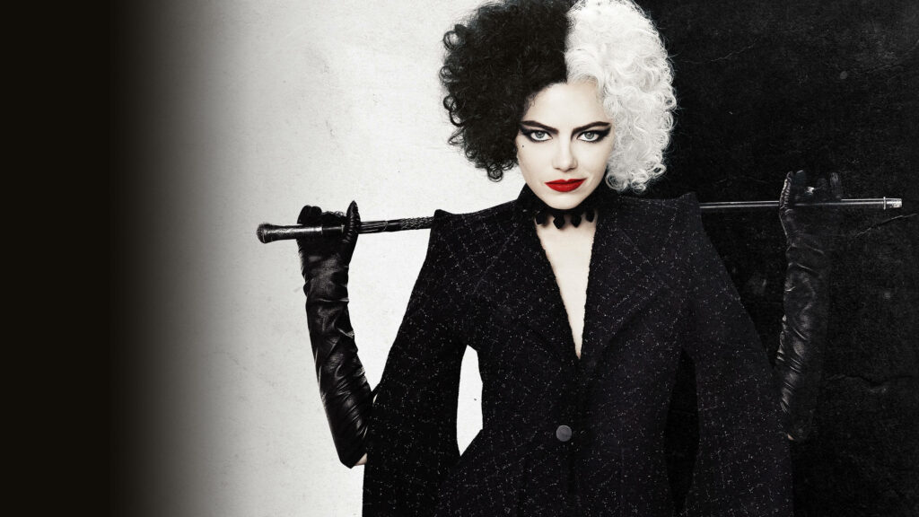 Striking Cruella Wallpaper: Bold Split-Color Design & Rebel Elegance