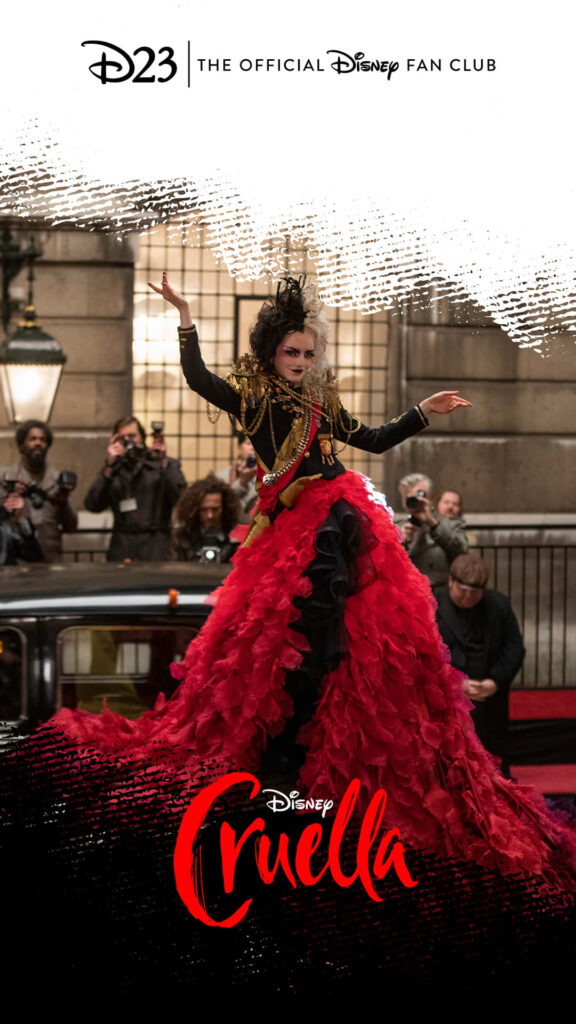 Cruella de Vil Live-Action Wallpaper: Bold Red & Black Gown