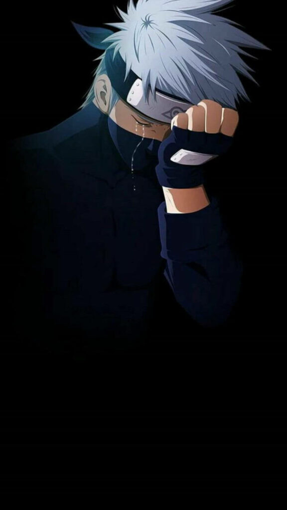 Lamenting Kakashi: A Captivating Naruto Anime Art in the Shadows Wallpaper