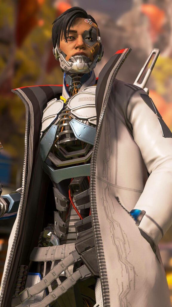 Crypto from Apex Legends Mobile in advanced cybernetic armor against vibrant game background Wallpaper