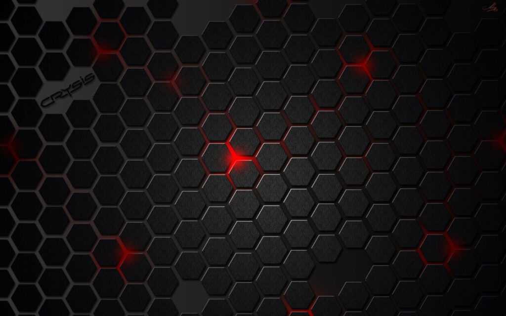Metallic Hexagonal Cell Featuring the Enigmatic 'Crysis' Text in Striking Red and Black Design Wallpaper