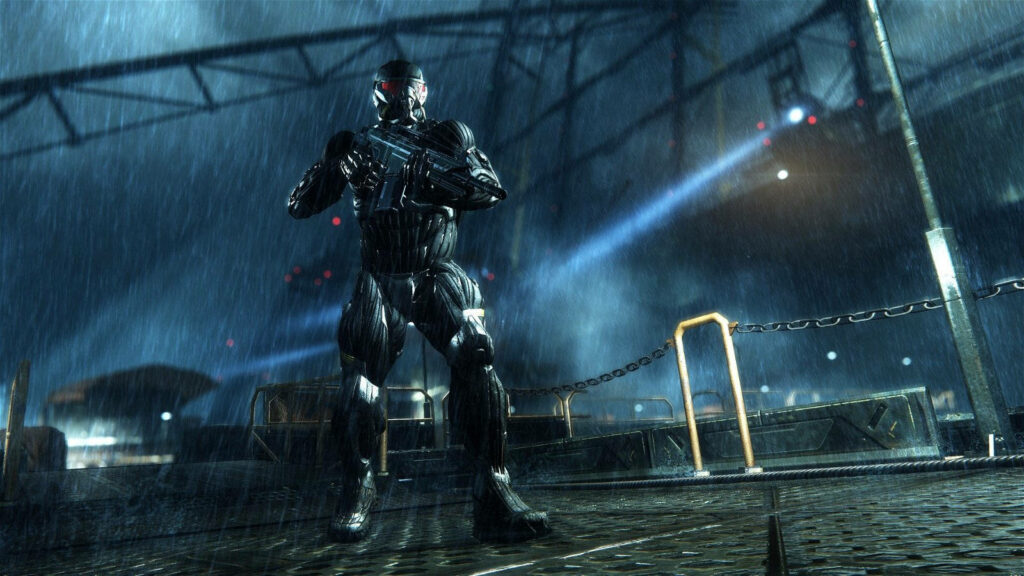 Warrior of the Future: Crysis Remastered's Dynamic Poster Reveals an Iconic Character in Cutting-Edge Armor, Ready for Action! Wallpaper
