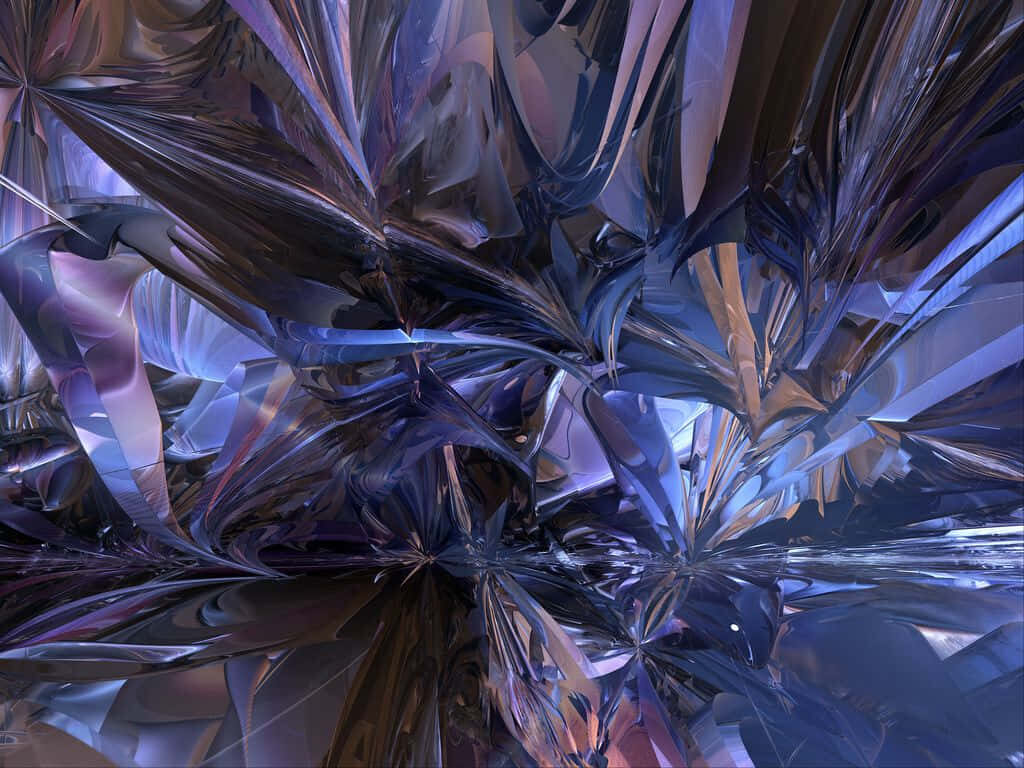 Crystal Chaos: Mesmerizing Abstract Wallpaper in Purple & Blue