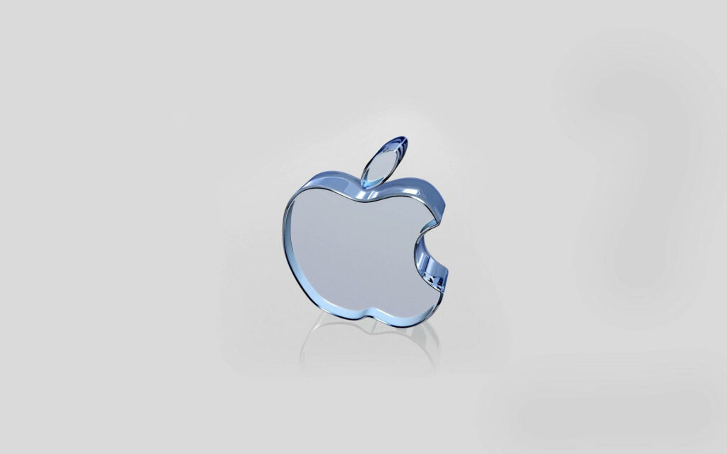 Crystal Clear: A Stunning White Wallpaper with 3D Glass Apple Logo and Transparent Background Photo