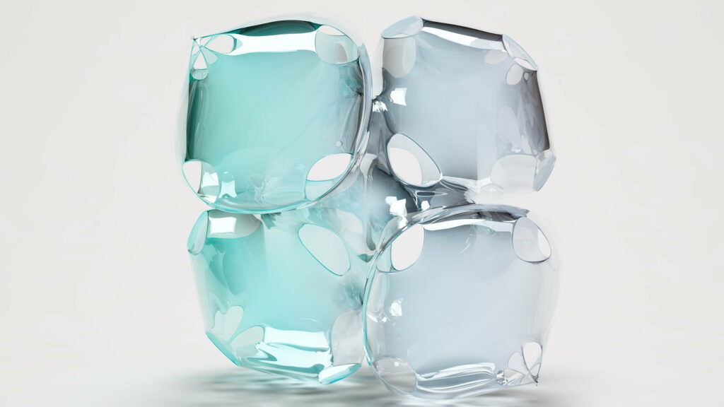 Frozen Digital Delight: Mesmerizing 3D Ice Cubes Create a Transparent Masterpiece for QHD Wallpaper Background