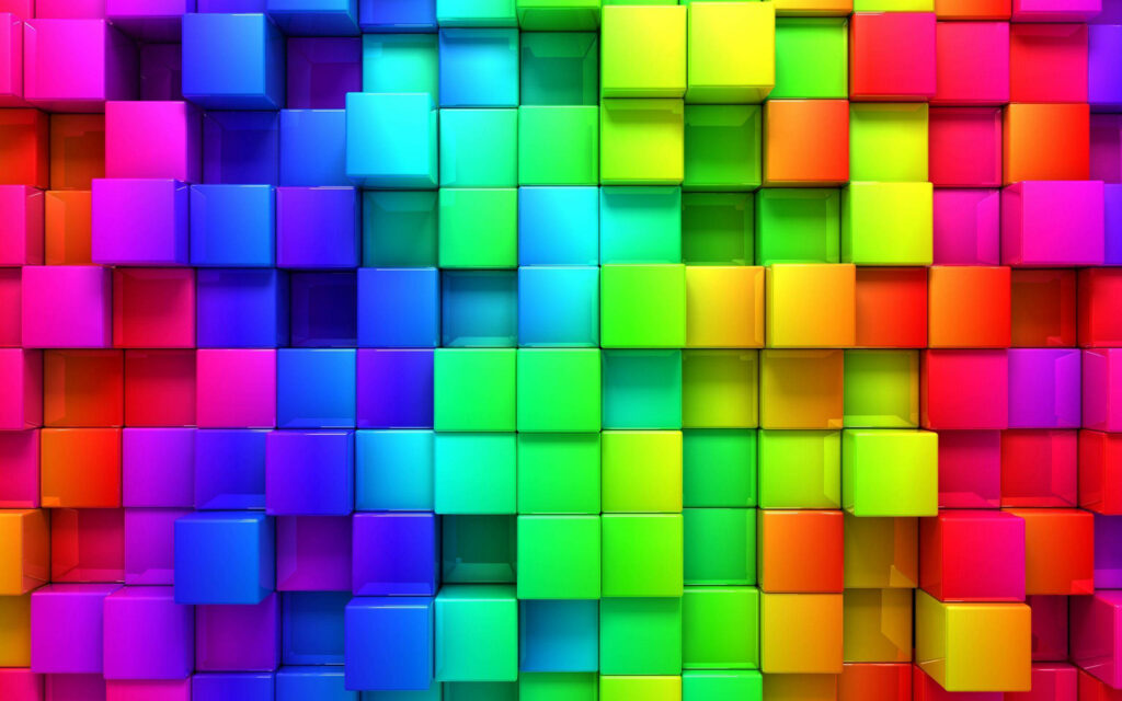 Cubed Color Blaze: Cosmic Rainbow Wall Sparkles as Galaxy Tablet Background Wallpaper