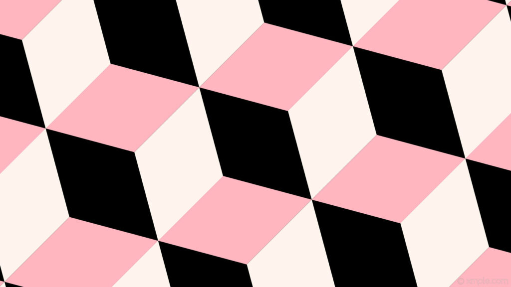 Dazzling 3D Cube Pattern on a Light Pink Backdrop: A Captivating Blend of Black and Pink Wallpaper