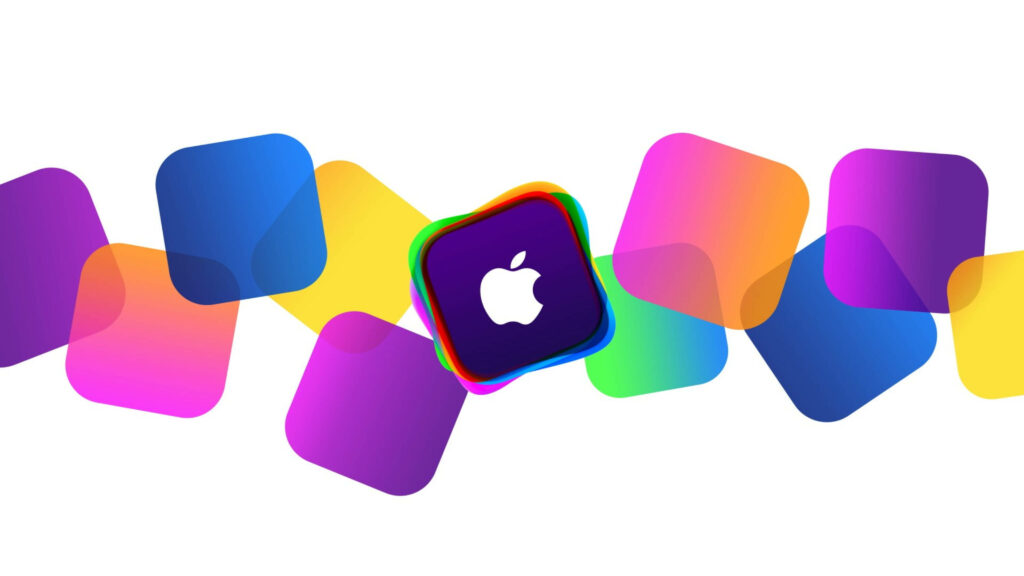 Colorful Cubes Overlapping in an Artistic Apple Logo - 4k Ultra HD Wallpaper