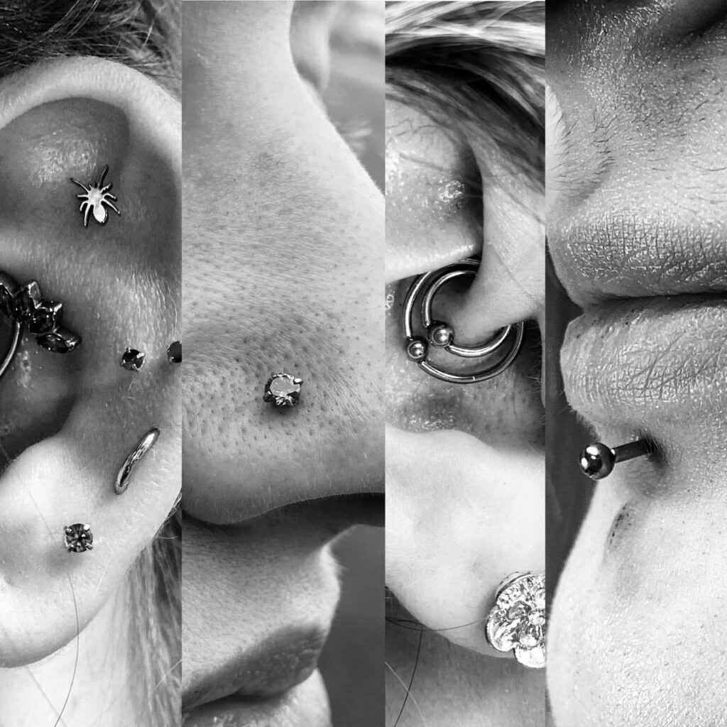Custom Black and White Wallpaper: Intricate Piercing Ideas Collage