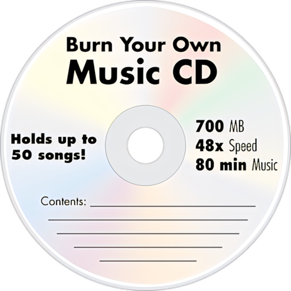 Customizable Burn Your Own Music CD Template - 50 Songs, PNG Format Wallpaper