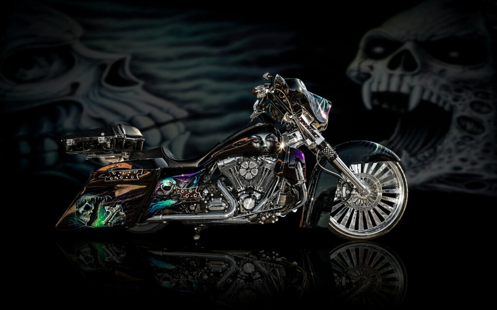 Custom Motorcycles: Artistic Airbrushed Bike Designs as Striking 4K Wallpaper