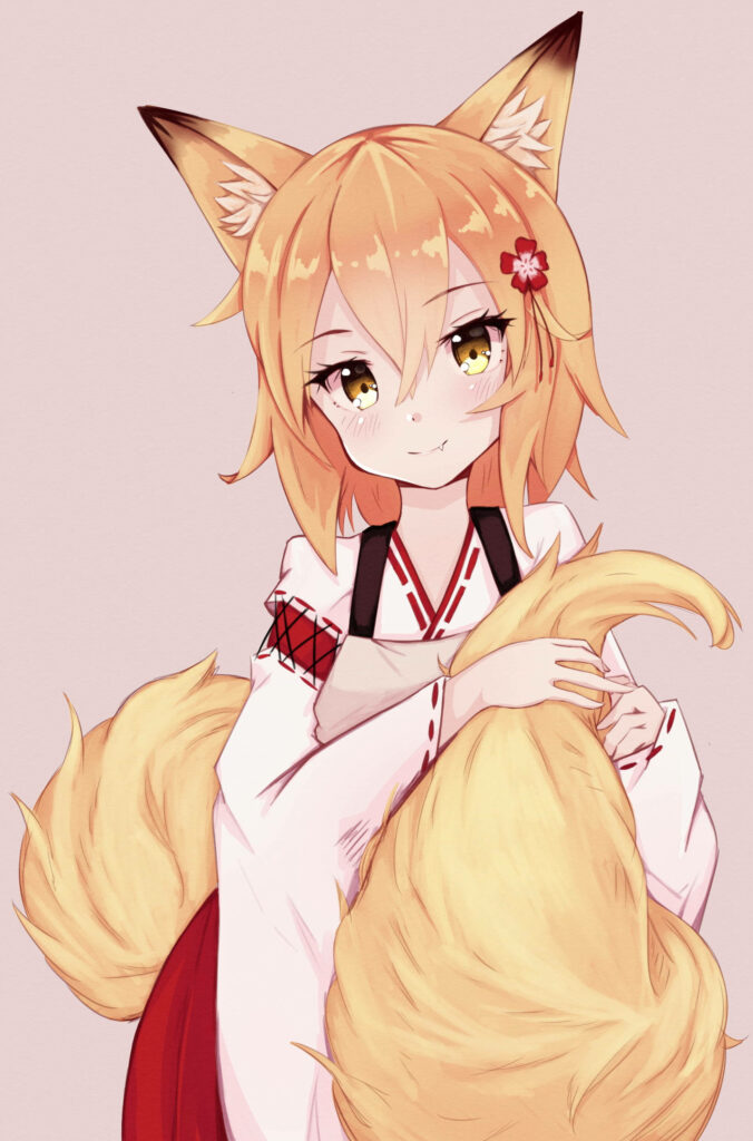 Kawaii Anime Character Embracing Her Foxy Side in Whimsical Fox-themed Attire Wallpaper