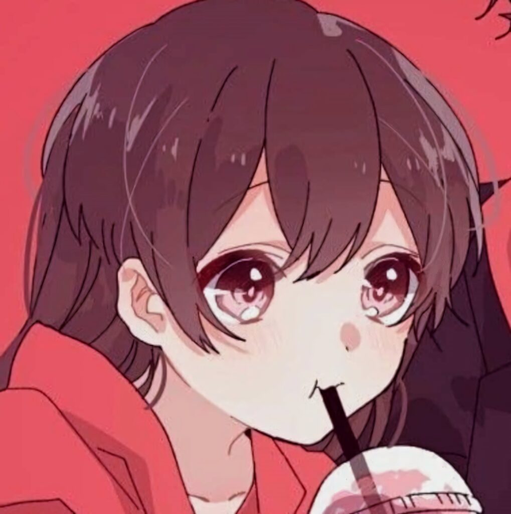 Charming Anime Girl Wallpaper: Cute with Big Eyes in Red Hoodie