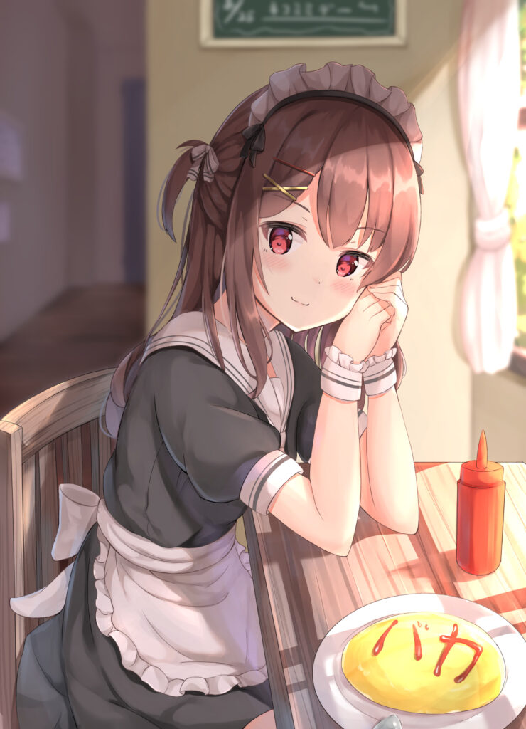 Cute Anime Maid Girl Wallpaper - Serene Charm & Soft Colors