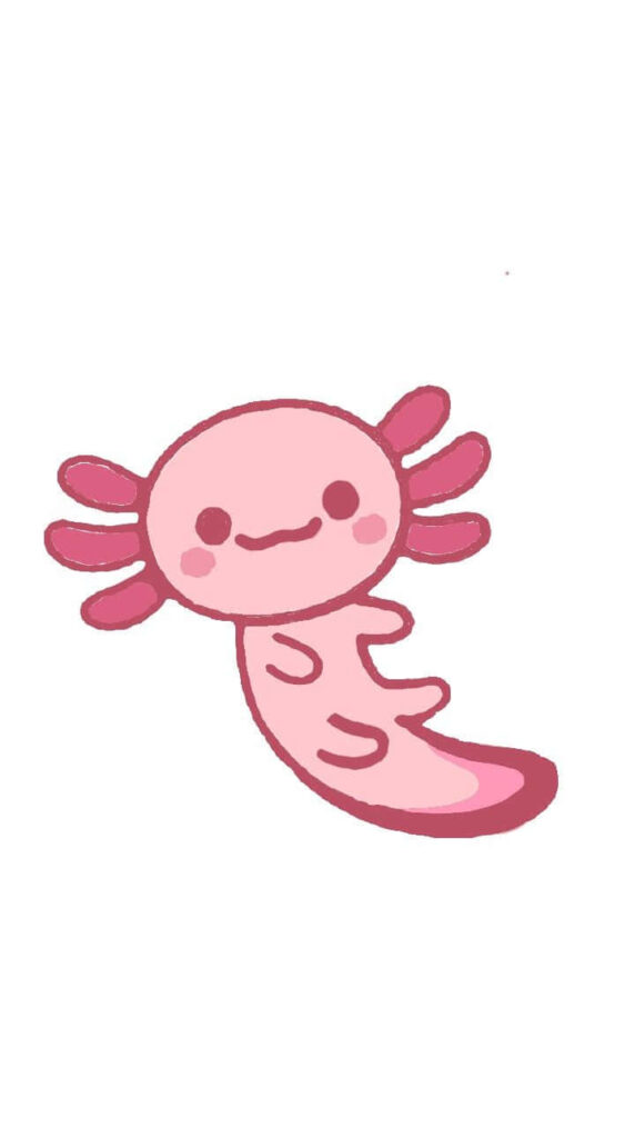 Cute Pink Axolotl Digital Wallpaper: Adorable Backward Swim