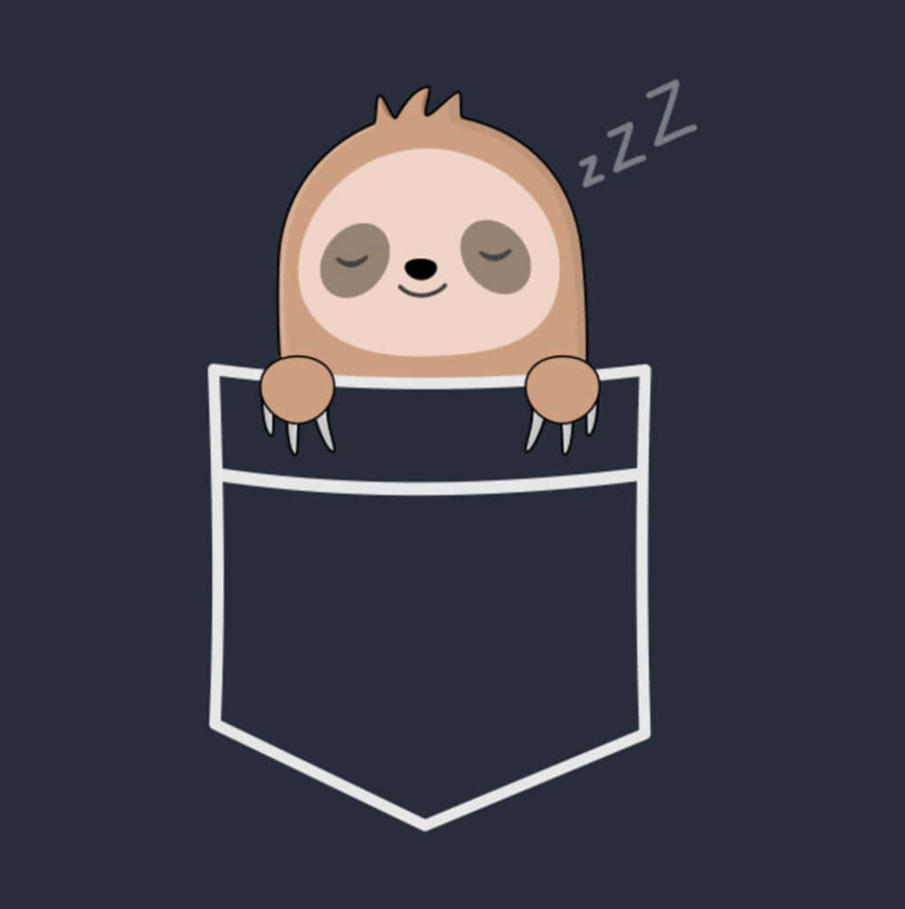 Adorable Baby Sloth Illustration Lounging Peacefully on Dark Background Wallpaper