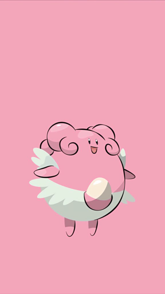 Adorable Blissey Pokémon wallpaper with soft pink background for cute cheerful design