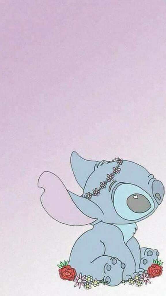 Whimsical Blue Alien Wallpaper with Flower Crown & Colorful Flowers