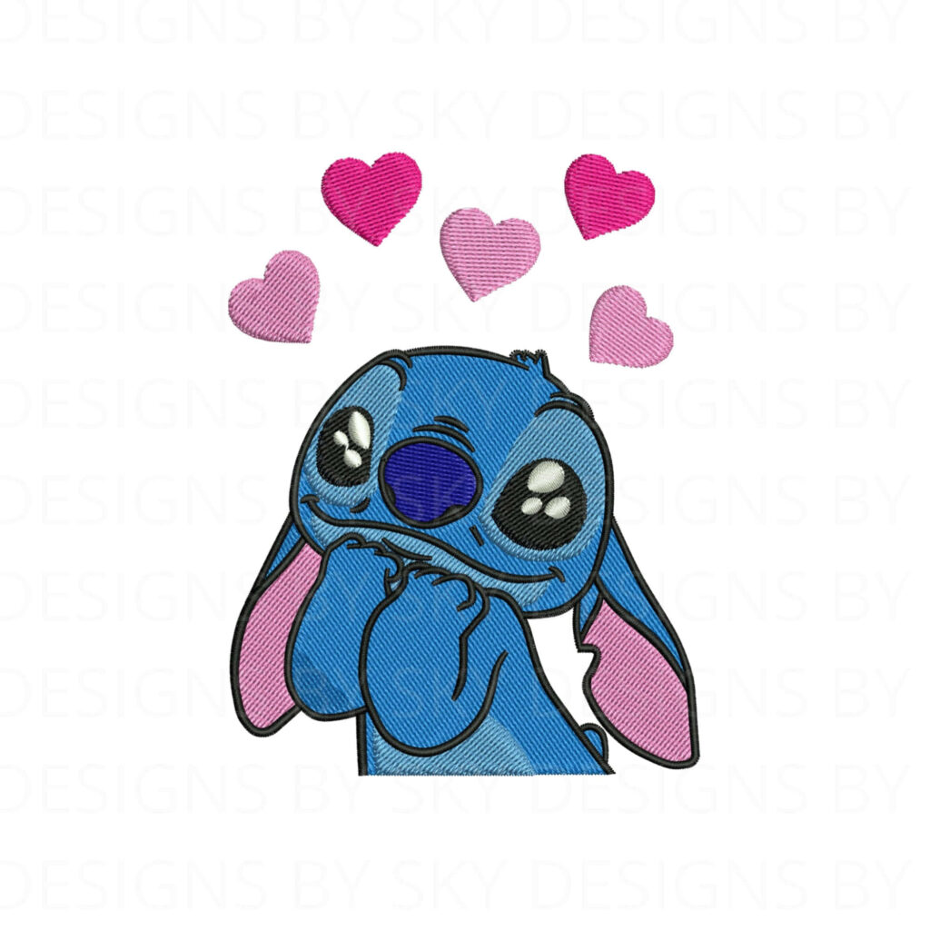 Charming Blue Animated Character with Hearts Wallpaper