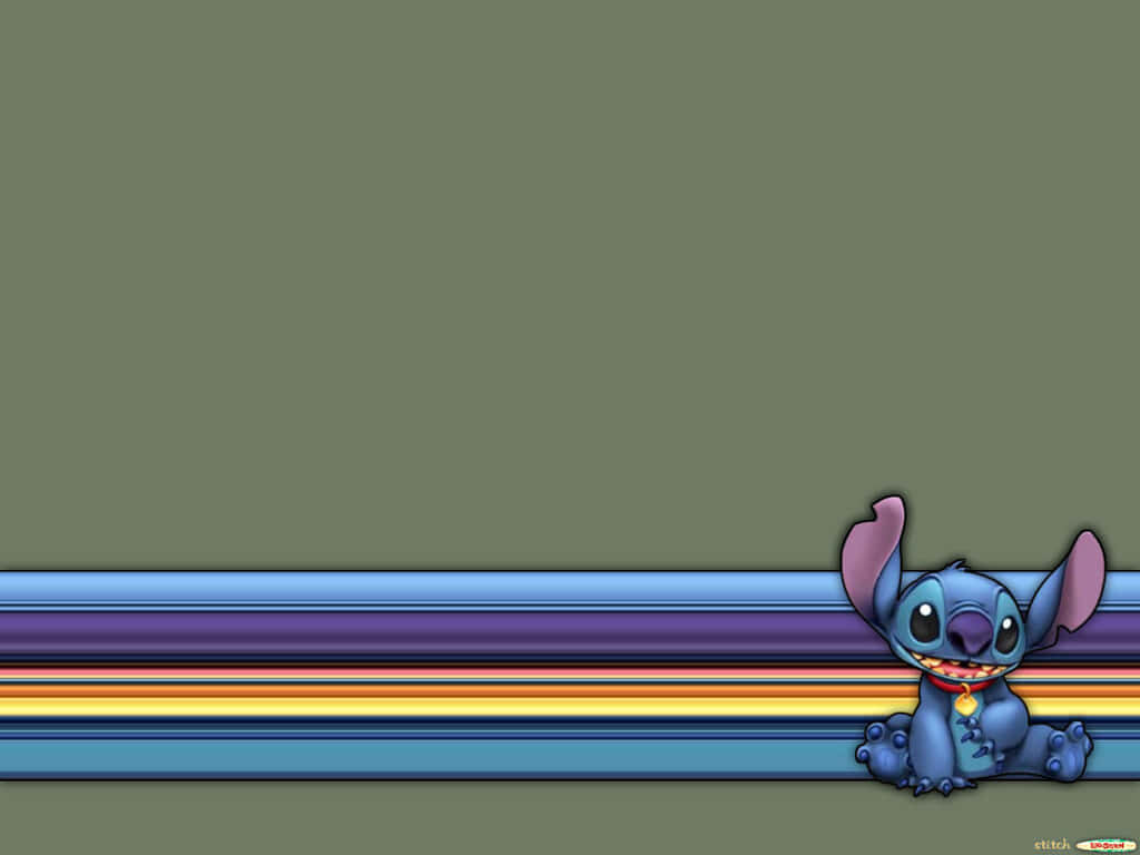 Blue Cartoon Character Wallpaper with Colorful Stripes - Cute Design