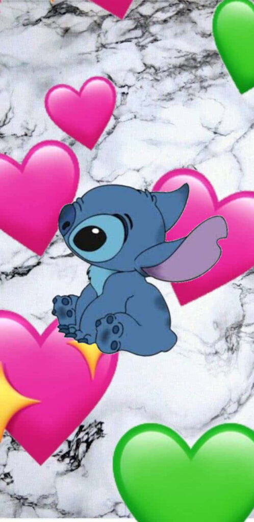 Valentine's Day Wallpaper: Cute Blue Character with Colorful Hearts