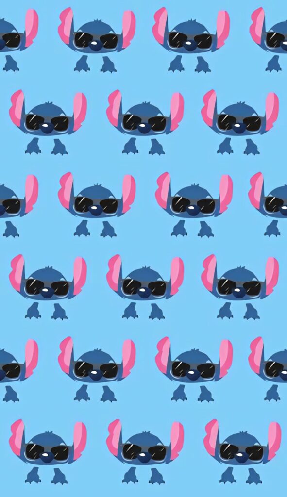 Playful Blue Character Wallpaper with Pink Ears & Sunglasses