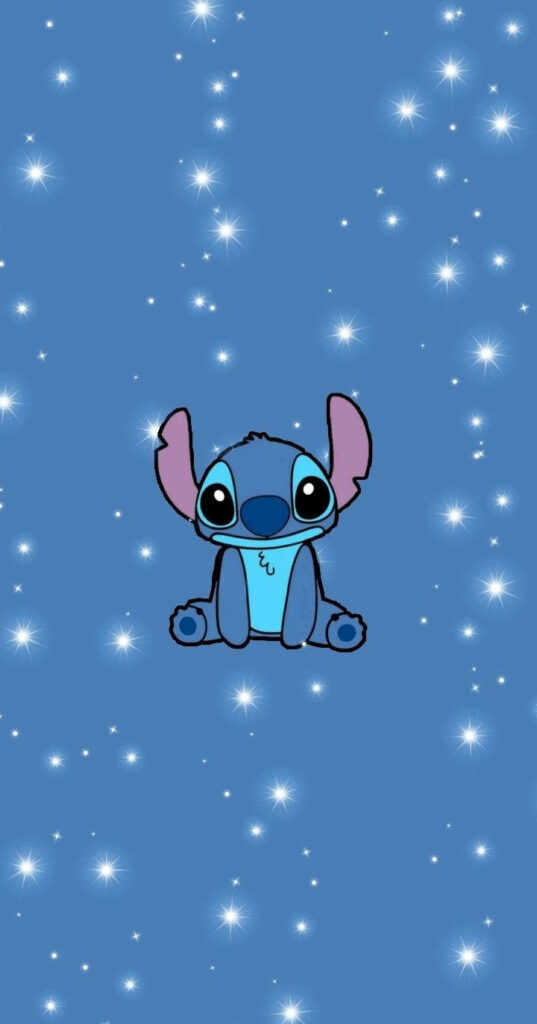 Adorable Blue Creature Wallpaper with Starry Glow on Blue Background