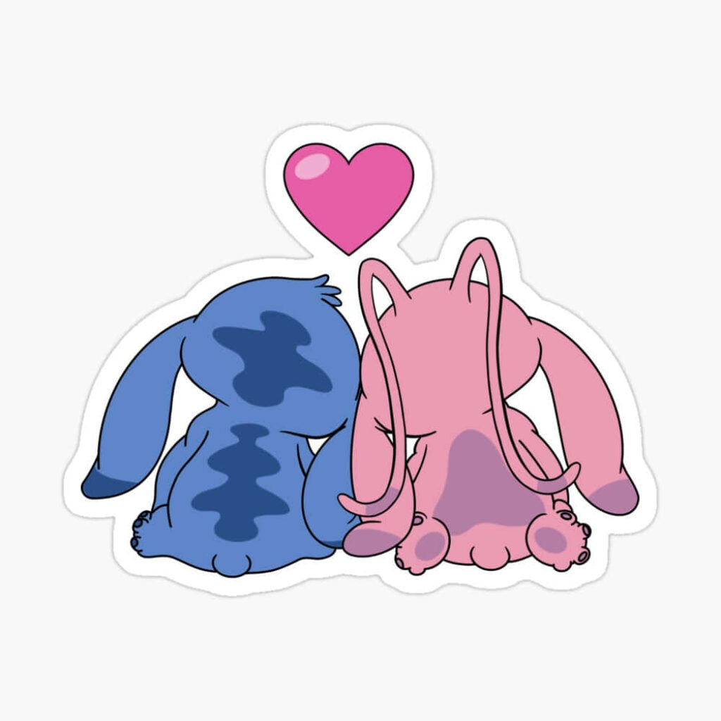 Adorable Blue & Pink Characters with Heart - Cute Wallpaper Background