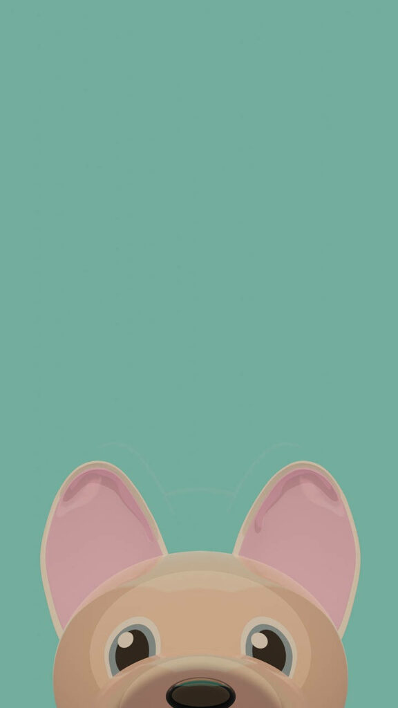 Cute Brown Dog Face 3D Wallpaper for Phones on Teal Background