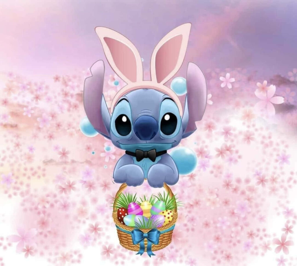Whimsical Bunny Character with Colorful Easter Eggs Wallpaper