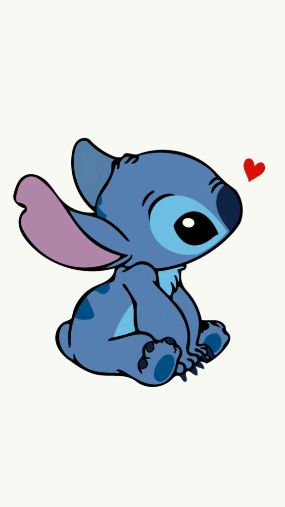 Whimsical Cartoon Blue Character with Heart - Cute Wallpaper Design