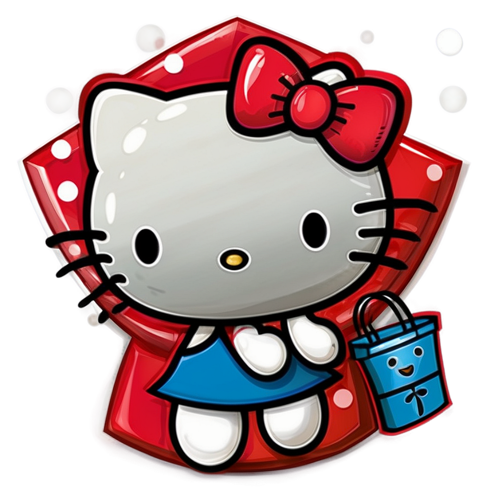 Cheerful Cartoon Character with Red Bow and Blue Skirt Wallpaper