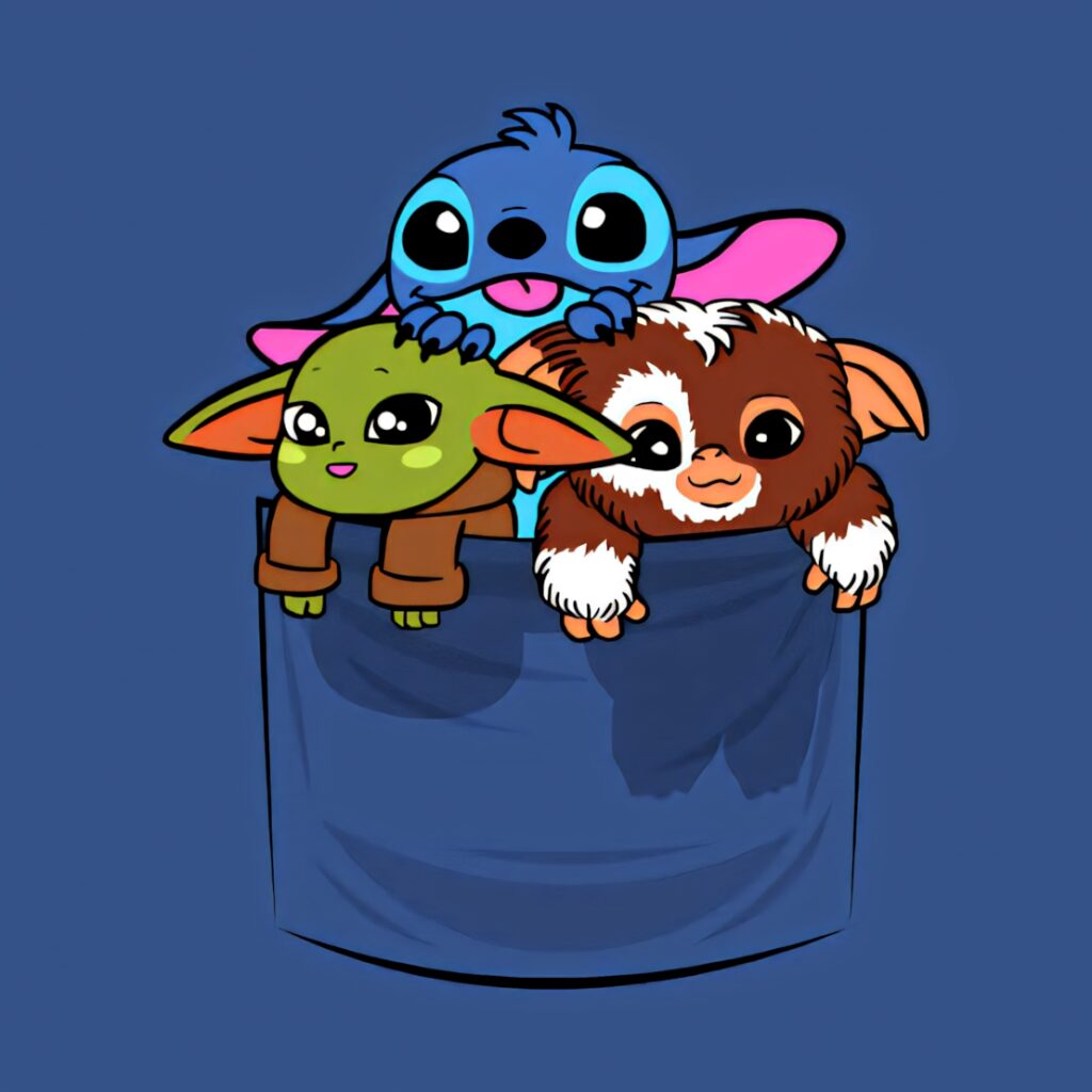 Charming Cartoon Characters in Playful Pocket Wallpaper Design