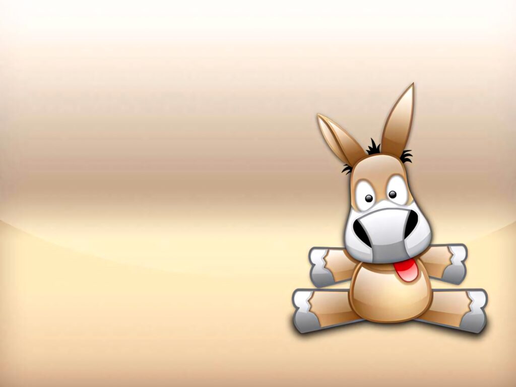 Cute cartoon donkey with big eyes on a beige gradient background playful digital wallpaper