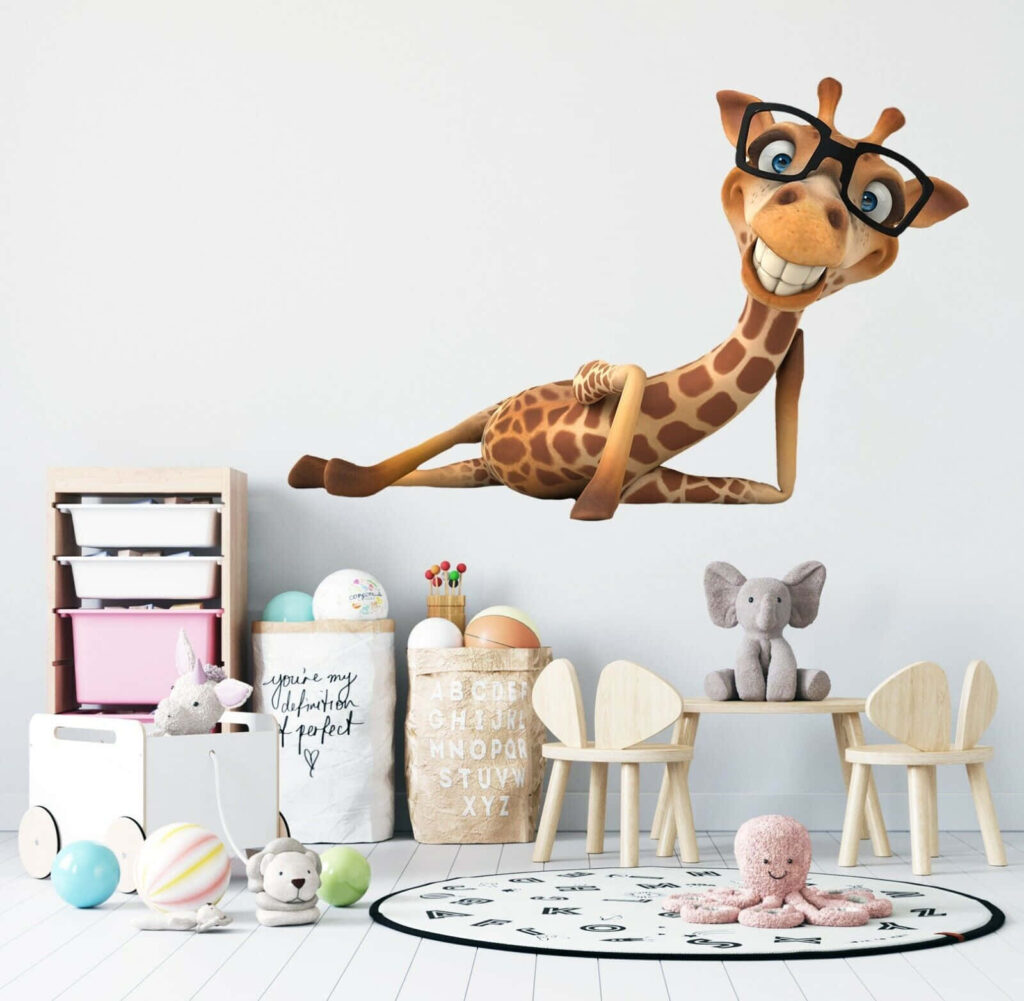 Whimsical Giraffe Wallpaper: Fun Kids' Room Background Design