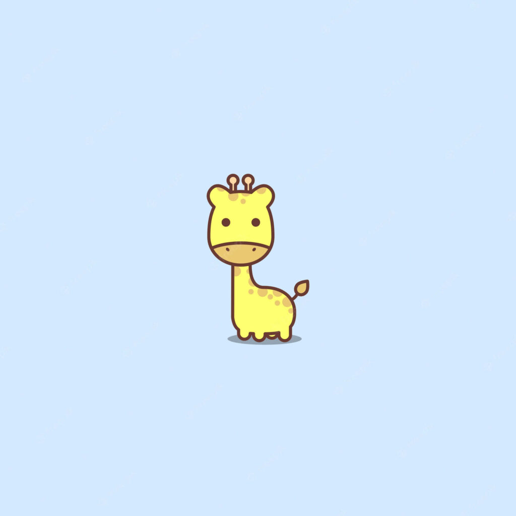 Charming Cartoon Giraffe Wallpaper on Soft Blue Background