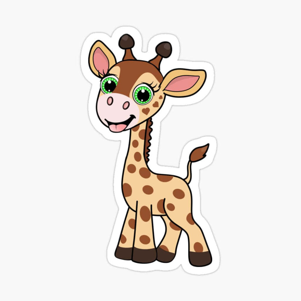 Playful Cartoon Giraffe Wallpaper with Cheerful Background Design