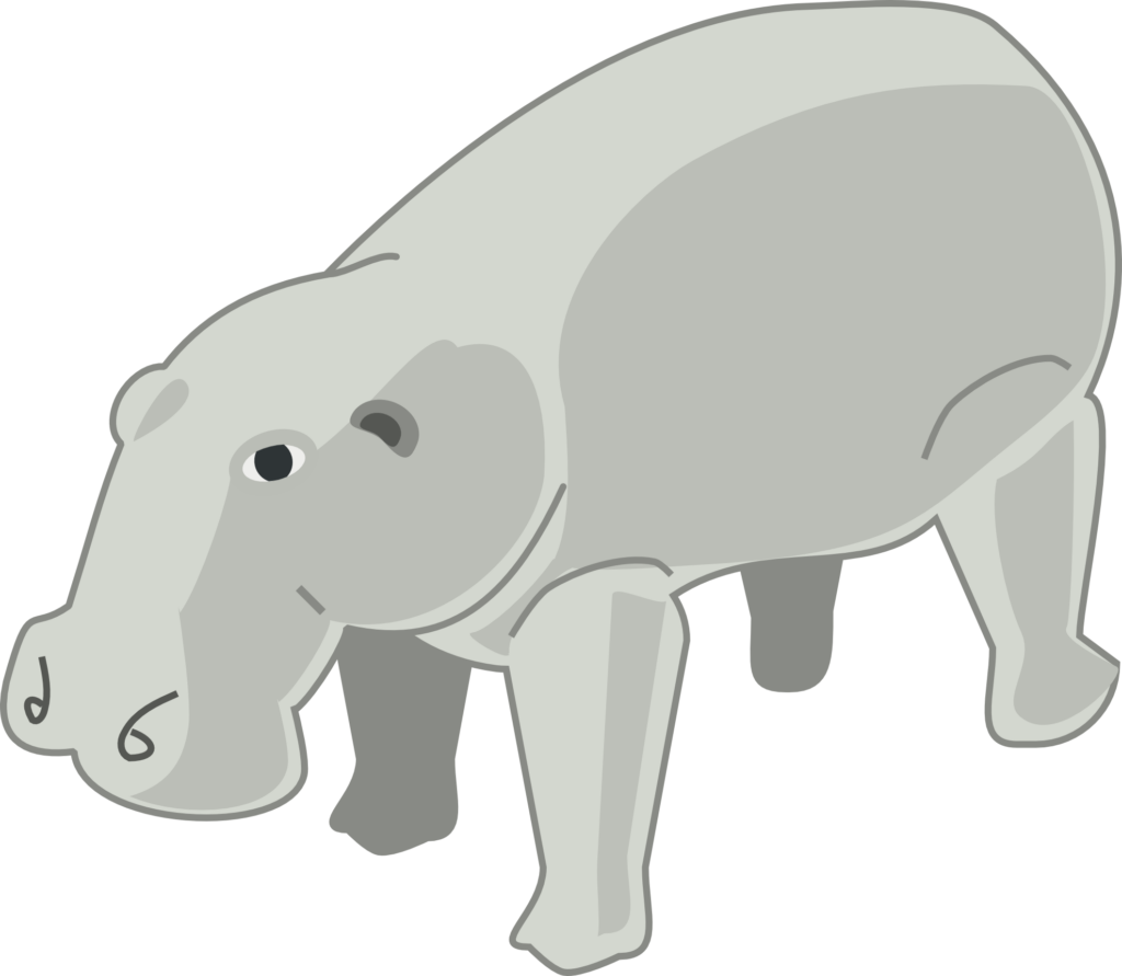 Charming Cartoon Hippo Wallpaper in Soft Gray Tones