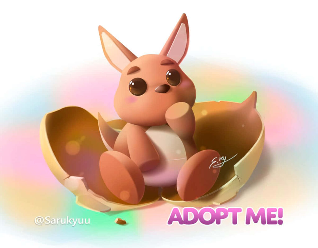 Playful Cartoon Rabbit in Egg Wallpaper - Adopt Me Design