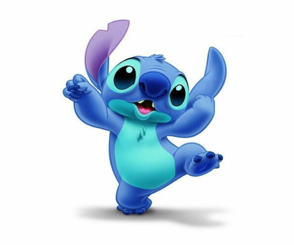 Whimsical Stitch: Adorable Cartoon Figure Shines Against White Background HD Wallpaper