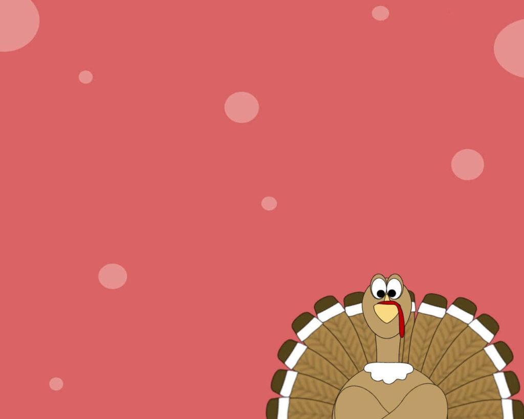 Cute cartoon turkey with funny face on cheerful pink bubble background Thanksgiving wallpaper