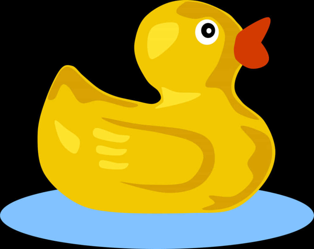Cheerful Yellow Rubber Duck Wallpaper on Light Blue Puddle Background